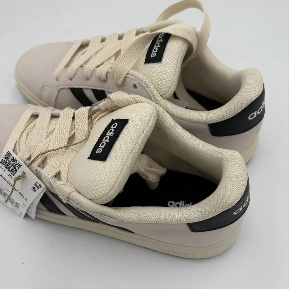 Adidas Grand Court 00s K Unisex Kids Size 5 Suede Beige And Black Sneakers New